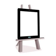 Tablet on the wooden easel