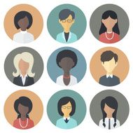 Icons Set of Persons Female Different Ethnic N3