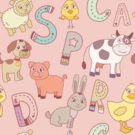 Seamless pattern with farm animals