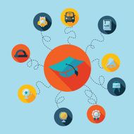 Flat concept set modern design with shadow education icons N32