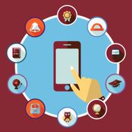 Flat concept set modern design with shadow education icons N33