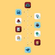 Flat concept set modern design with shadow education icons N34
