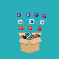 Flat concept set modern design with shadow education icons N35