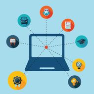 Flat concept set modern design with shadow education icons N36