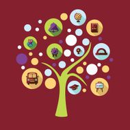Flat concept set modern design with shadow education icons N37