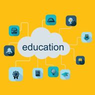 Flat concept set modern design with shadow education icons N38