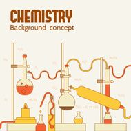 Retro experiments in a chemistry laboratory background concept Vector