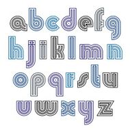 Stripy round contemporary poster lowercase letters