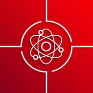 Vector modern white circle icon on red background N4