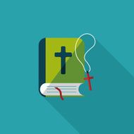 bible flat icon with long shadow eps10 N27