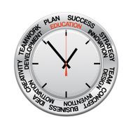 icon clock red arrow specifies in a word education