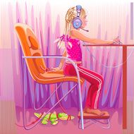 Girl in headphones playing on the computer N2