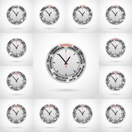 Set vector illustrations of clock