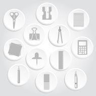 Gray icons of office supplies