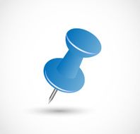 Blue pushpin on a white background with shadow vector