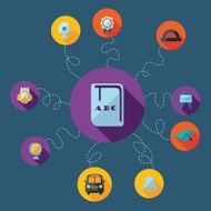Flat concept set modern design with shadow education icons N39