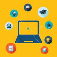Flat concept set modern design with shadow education icons N42