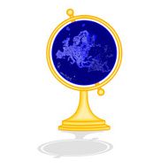 Globe Europe at night as engraving vintage vector