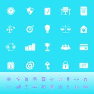 Thinking related color icons on light blue background