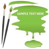 Brush and green blob on a white background