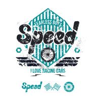 Emblem of the racing car in retro style