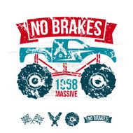 Emblem of the massive car in retro style