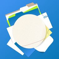Circular background of color office stuff
