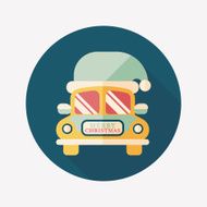 Christmas car flat icon with long shadow eps10 N4