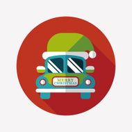 Christmas car flat icon with long shadow eps10 N6