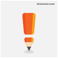 Pencil exclamation mark on background