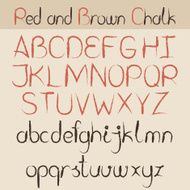 Red and brown chalk alphabet