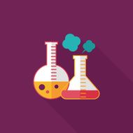 test tube flat icon with long shadow N89
