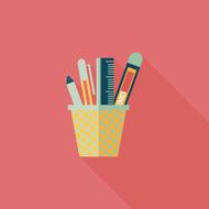 Pen Holder flat icon with long shadow eps10 N15