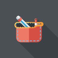 pencil box flat icon with long shadow eps10 N48
