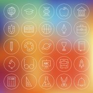 Line Circle School Education and Science Icons Set