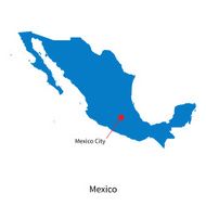 Detailed vector map of Mexico and capital city