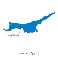 Vector map of Northern Cyprus and capital city North Nicosia