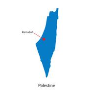 Detailed vector map of Palestine and capital city Ramallah