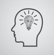 head with lightbulb and gears