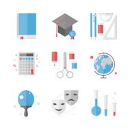 School education flat icons set