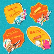 back to school lable of flat icons sticker concept N2
