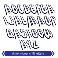 3d vector retro font with visual rotation effect geometric N3