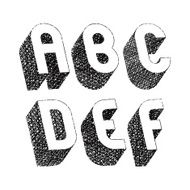 Geometric bold rounded 3d font with hand drawn lines textures N5