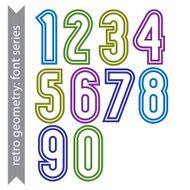 Sans serif geometric numbers colored smooth tall numbers