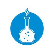 Chemical flask with reaction vector icon N2
