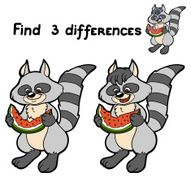 Find 3 differences (raccoon) N2