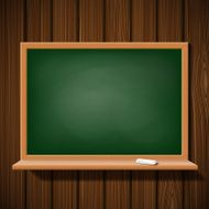 Blackboard with a chalk on wooden wall