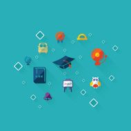 Flat concept set modern design with shadow education icons N45