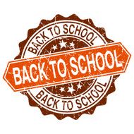 Back to school grungy stamp isolated on white background