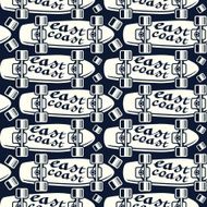Seamless pattern with the image of longboard